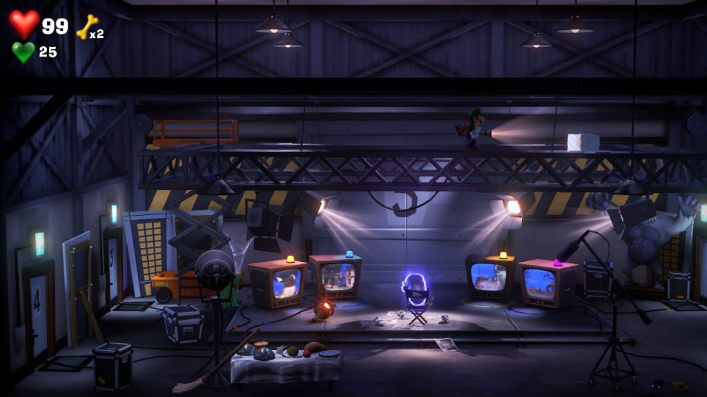Luigis mansion 3 Ghost Cat on Rafters Luigis mansion 3 chasing ghost cat up rafters on movie set