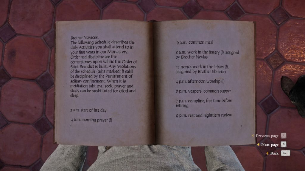 Kingdom Come Deliverance book of daily labors
