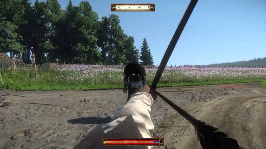 Kingdom Come Deliverance Bow and Arrow Mechanic Kingdom Come Deliverance ready to use the bow and arrow on an unsuspecting victim