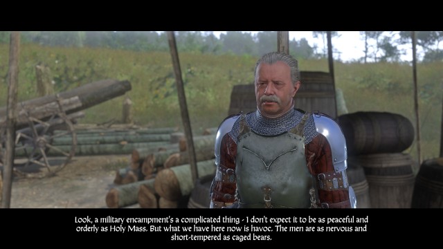 Kingdom Come Deliverance conversation with Captain Robard about siege preparations