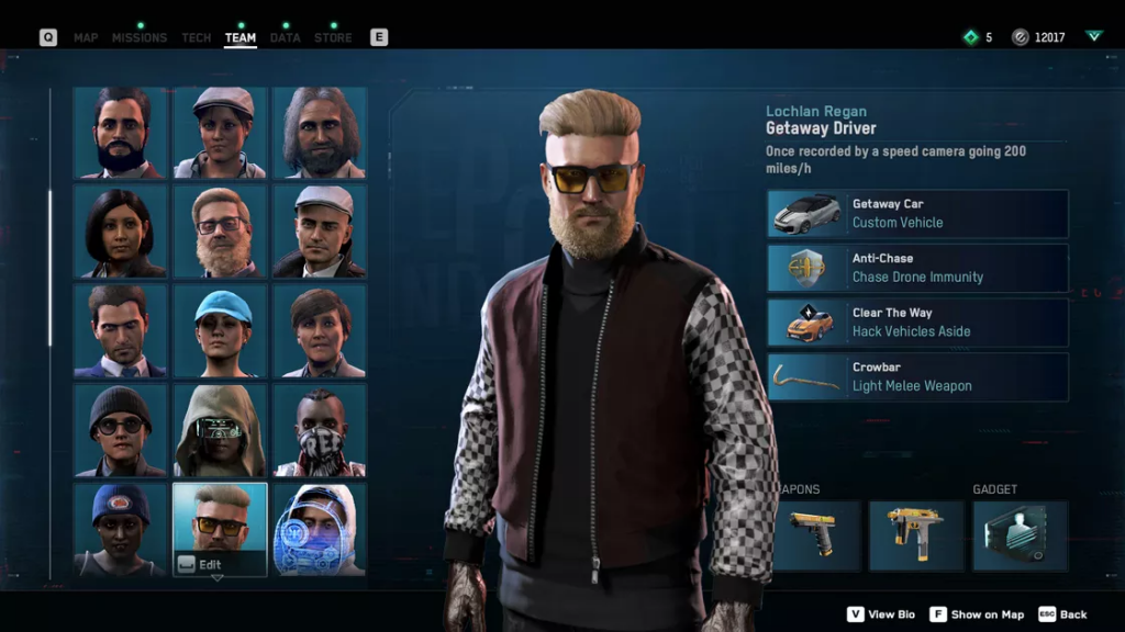 Legion getaway driver profile showing off the driver skills
