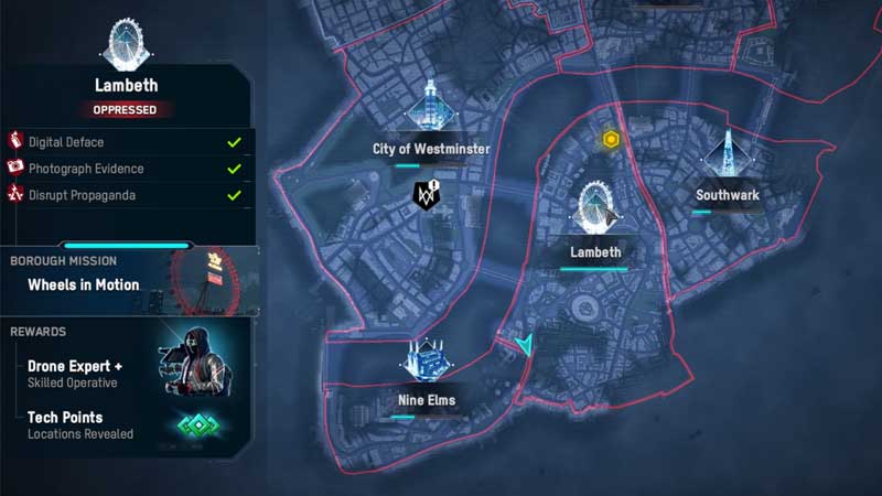Watch Dogs Legion boroughs map