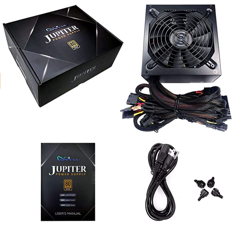 Apevia ATX-JP1000 Jupiter 1000W 80 Plus Bronze Certified Active PFC ATX Gaming Power Supply