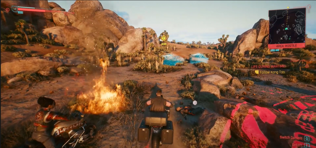 Cyberpunk 2077 Tracking Anders Hellman Riding Aldecaldos motorcycles after the AR creation of vans