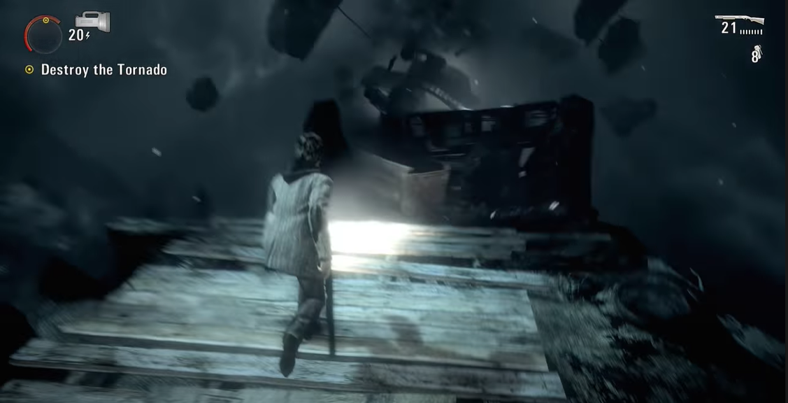 Alan Wake Ending Tornado of darkness with flying cars and boats