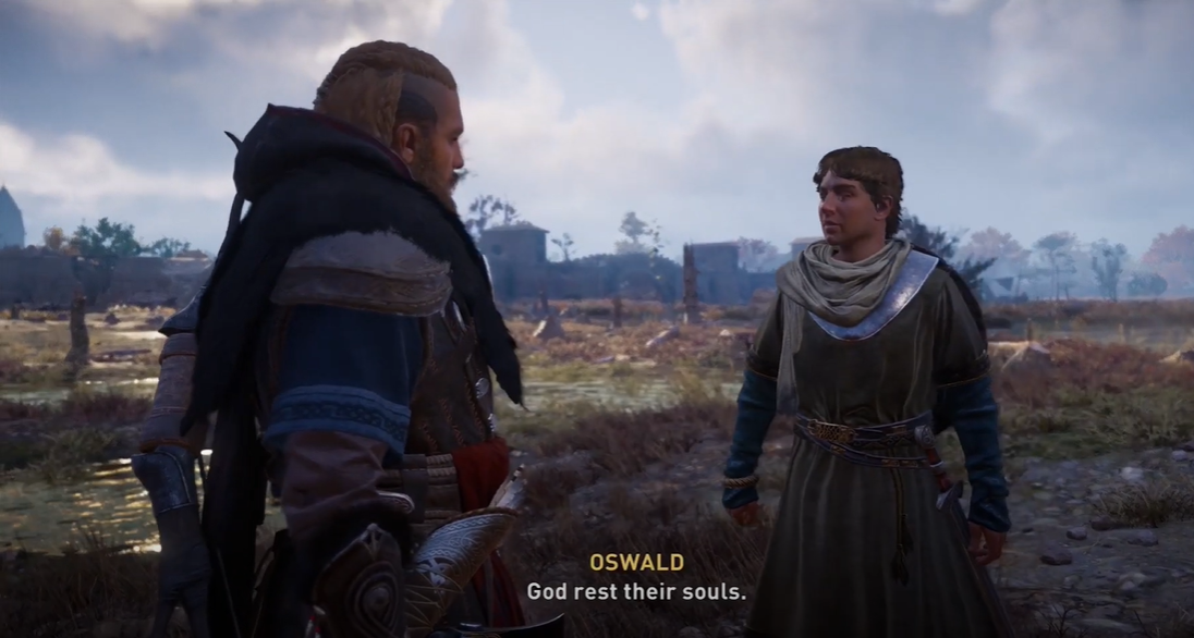 AC Valhalla Oswald Thegn of East Anglia talking to Eivor