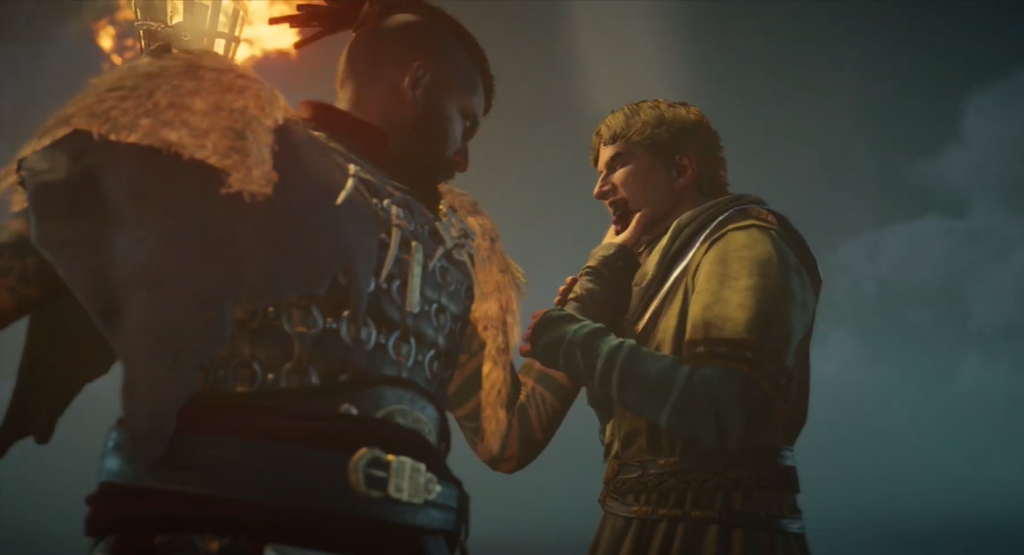Assassin's Creed Valhalla Reud Holding Oswald AC Valhalla Reud holding Oswald over the edge of Burgh castle