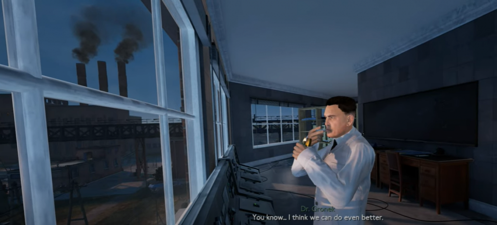 Medal of Honor Above and Beyond defector scientist smoking a cigarette in the rocket control room