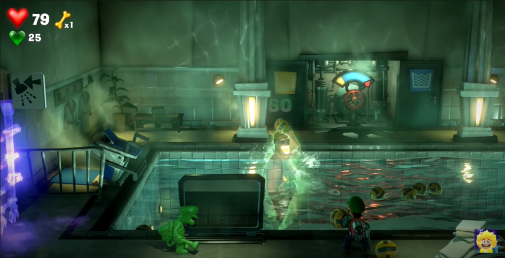 Luigi's Mansion 3 dodge ball with the fitness center pool ghost