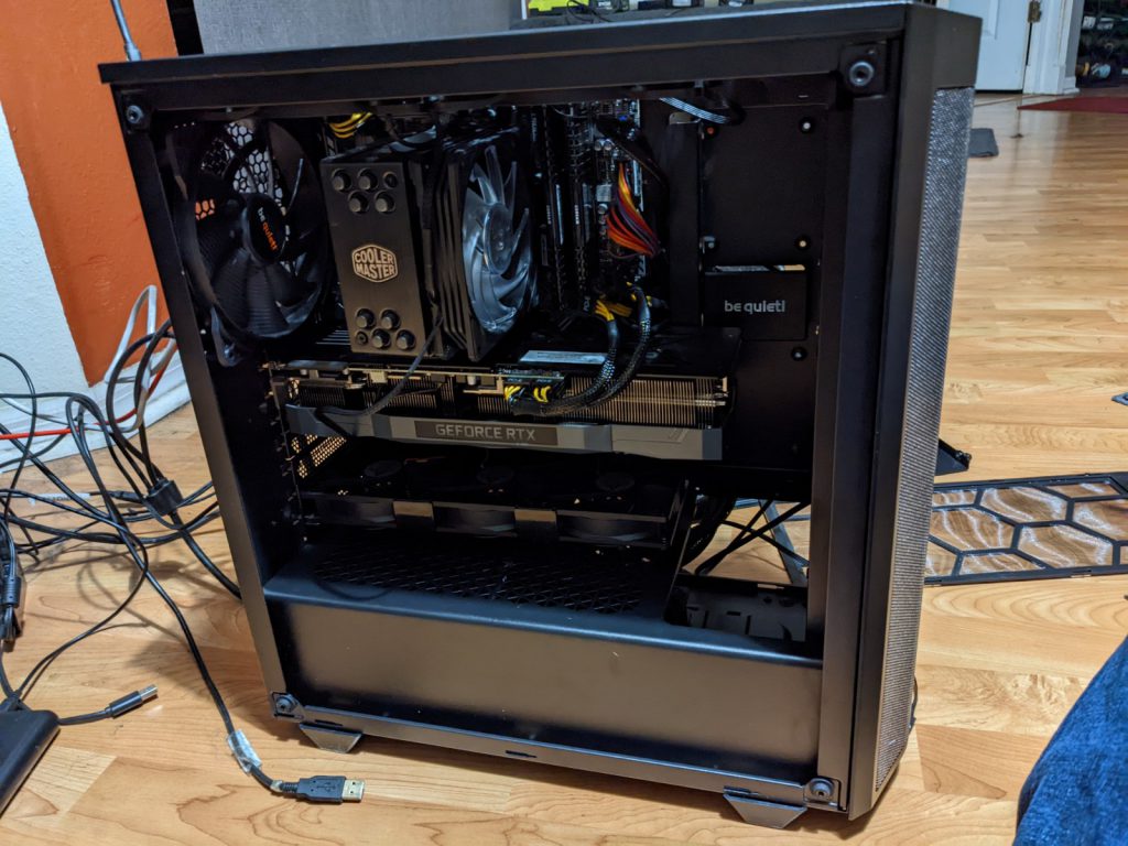 be quite! Pure Base 500DX case with CPU cooler, Geforce RTX 3090 and fans installed