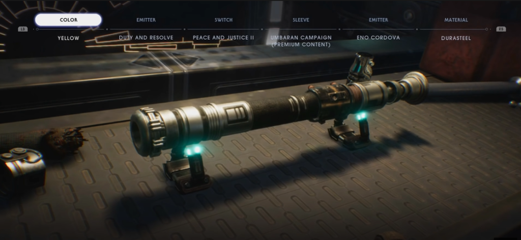 Lightsaber Customization Table Star Wars Jedi Fallen Order Lightsaber customization table