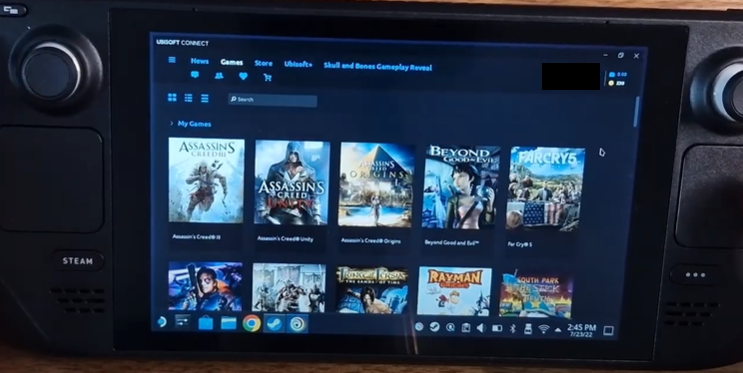 Ubisoft Connect on Steam Deck Ubisoft Connect store running on Steam Deck