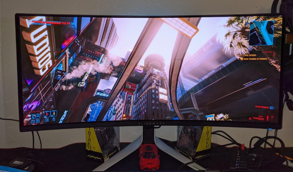 Cyberpunk 2077 in HDR Cyberpunk 2077 on my new Alienware 34 Ultrawide OLED gaming monitor
