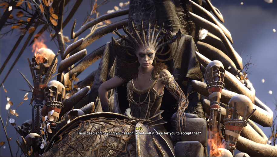 Gone to Hel Assassin's Creed Valhalla the Lost Saga DLC speaking to Hel