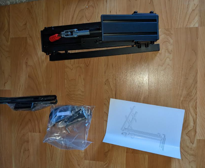 Parts for HOTAS desk mount laid out