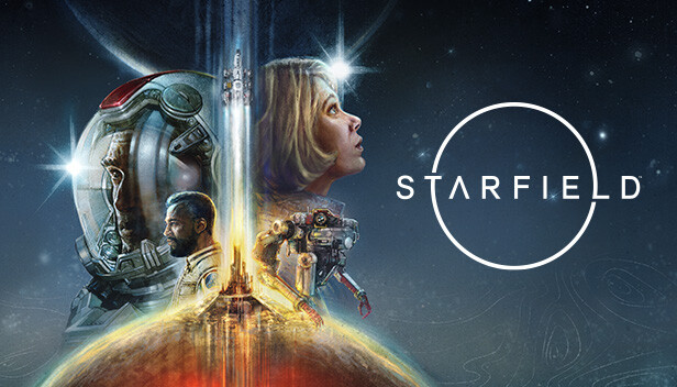 Starfield Game logo with helmet on one side and face on the other