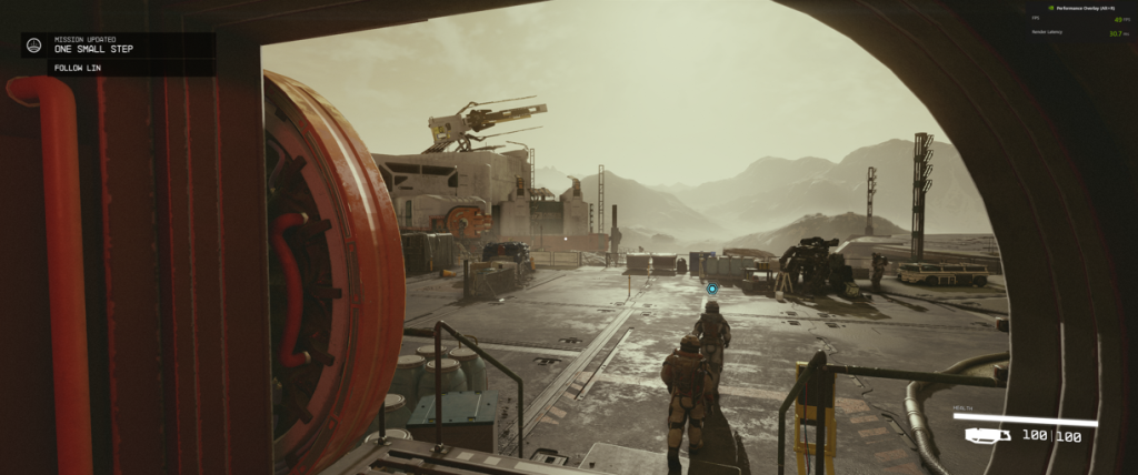 Stepping out of the mining outpost in Starfield