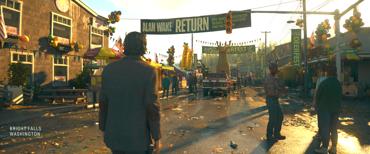 Alan Wake 2 Deer Fest with banner for Alan Wake Return