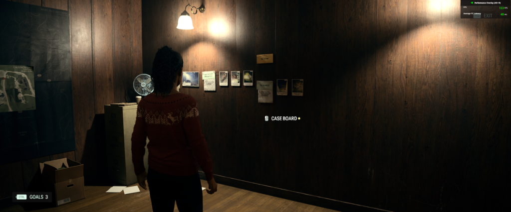 Saga's mind place case board with evidence posted