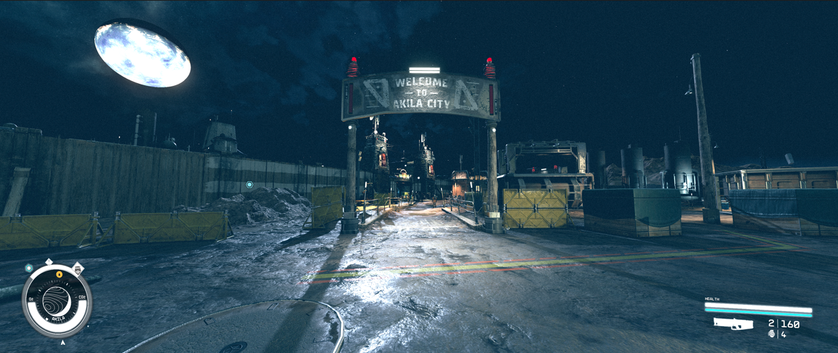 Starfield Akila City Gates at night