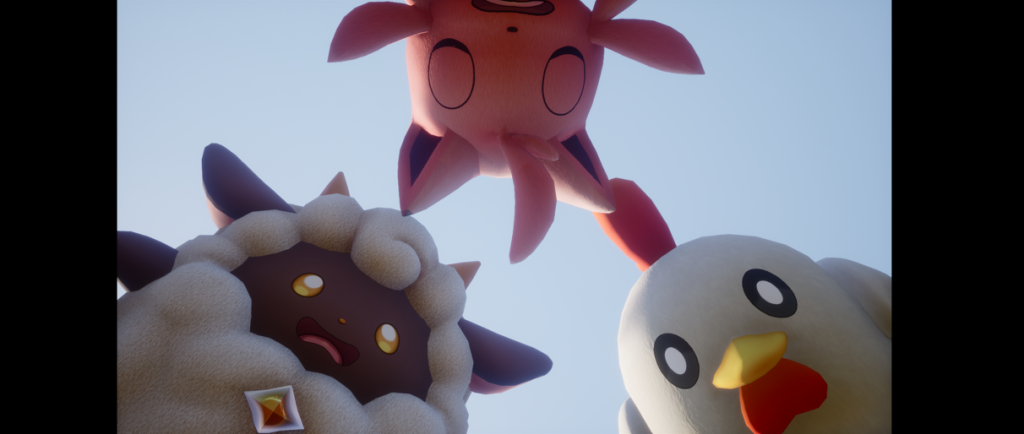 Lamball, Cattiva and Chikipi Pals awaiting your character to wake up