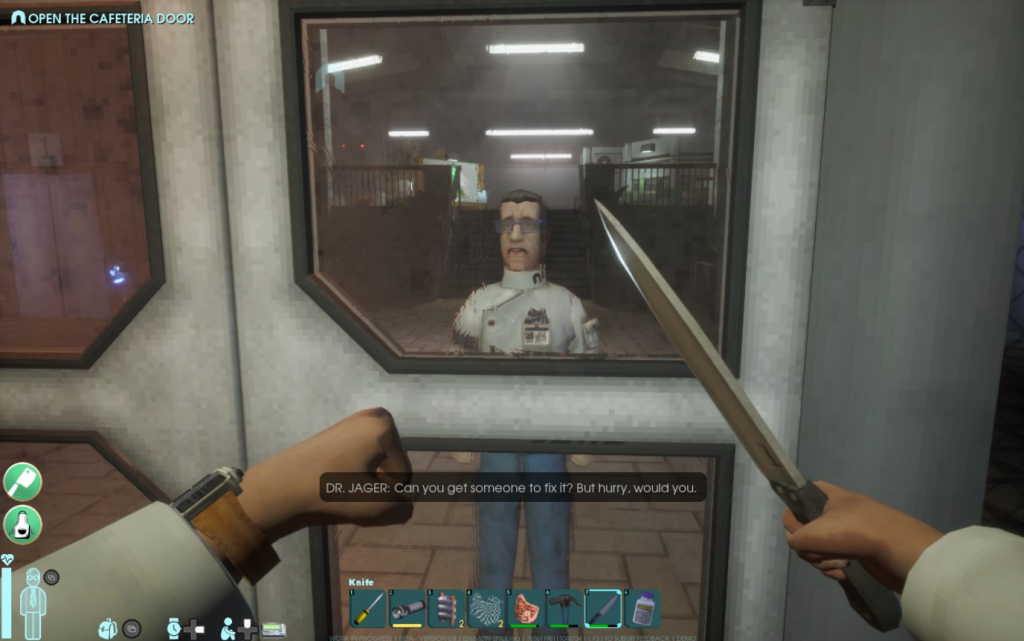 Abiotic Factor scientist stuck behind the cafeteria door
