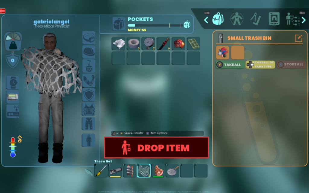 Abiotic Factor inventory screen