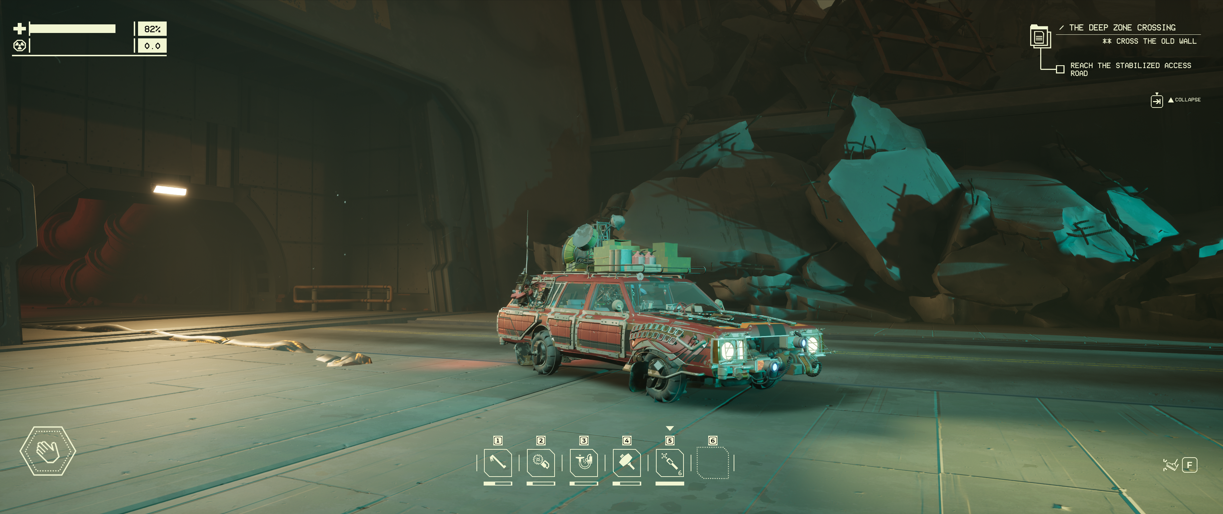 Pacific Drive red station wagon with lead panels and doors