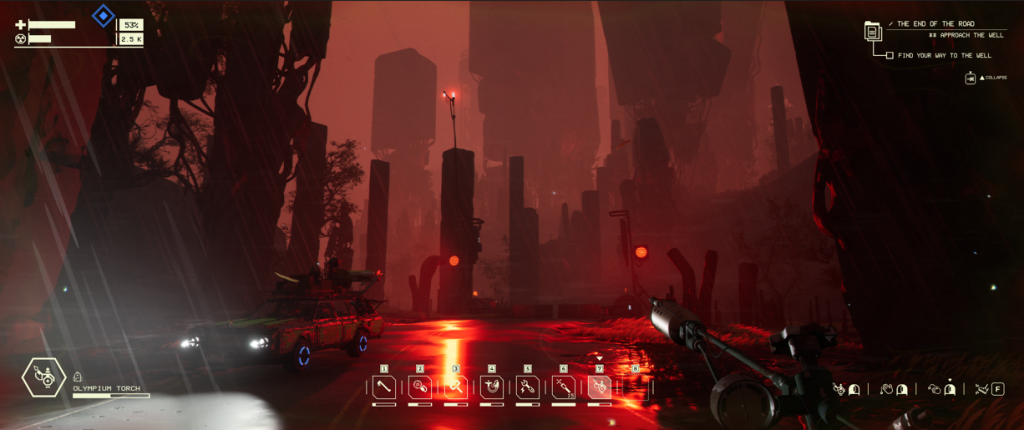 Pacific Drive Ending deep in the zone with station wagon and pillars in the background