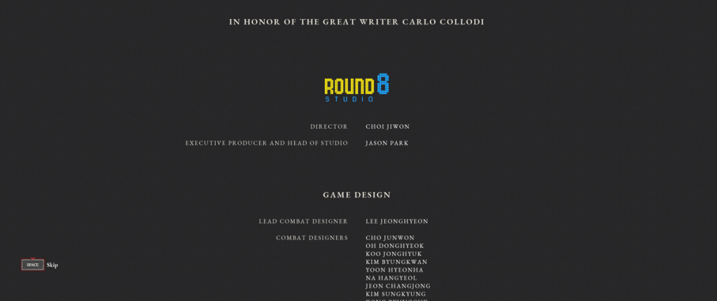 Lies of P Credits with Round 8 studio
