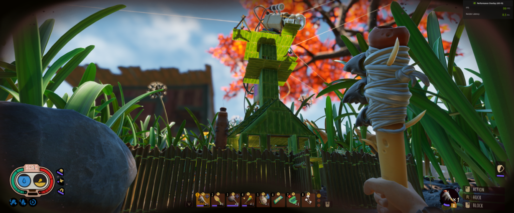 My Grounded Base Revision My Grounded base with palisade fence, zipline platform, grass walls and vaulted roof