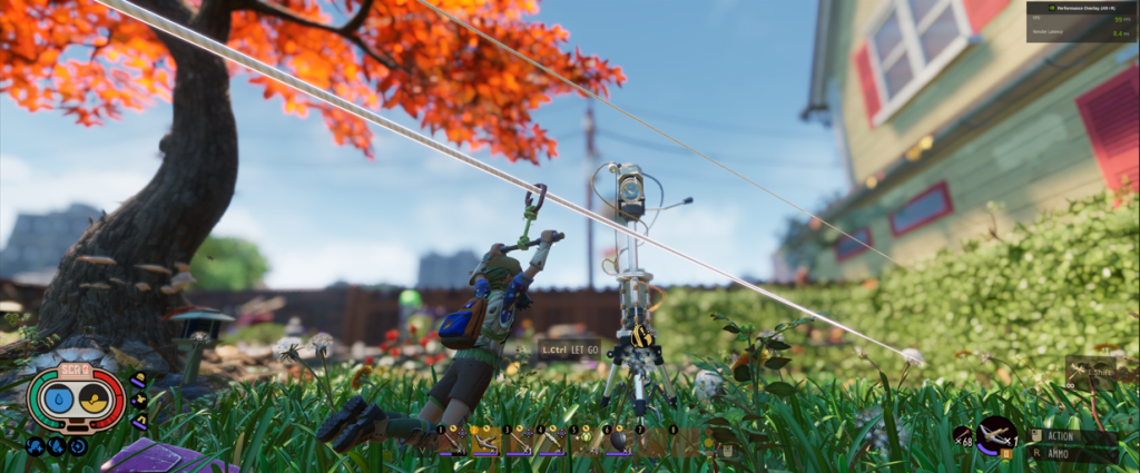 Zipline to the Hedge Using the zip line in Grounded