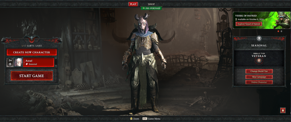My Diablo 4 Character My Diablo 4 Necromancer with horned helmet