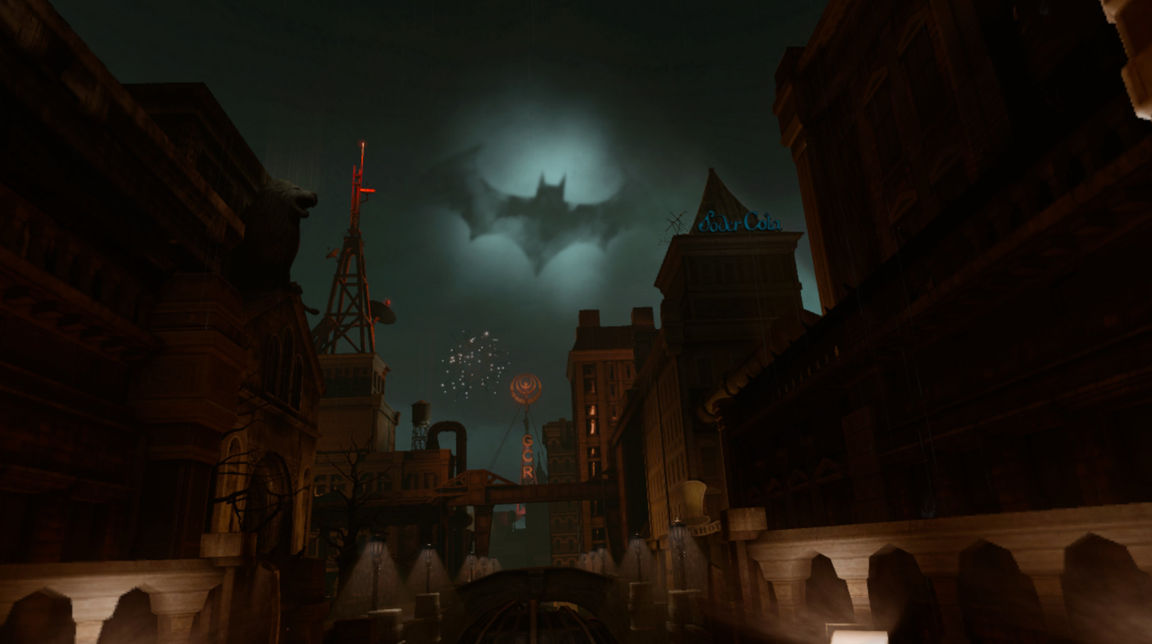 Batman Arkham Shadow VR overlooking Arkham City