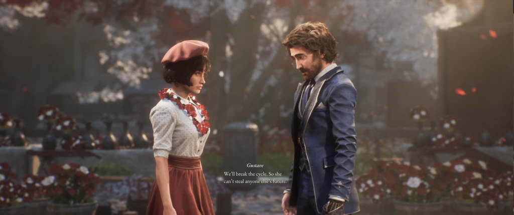 Sophie and Gustave talking in Clair Obscur