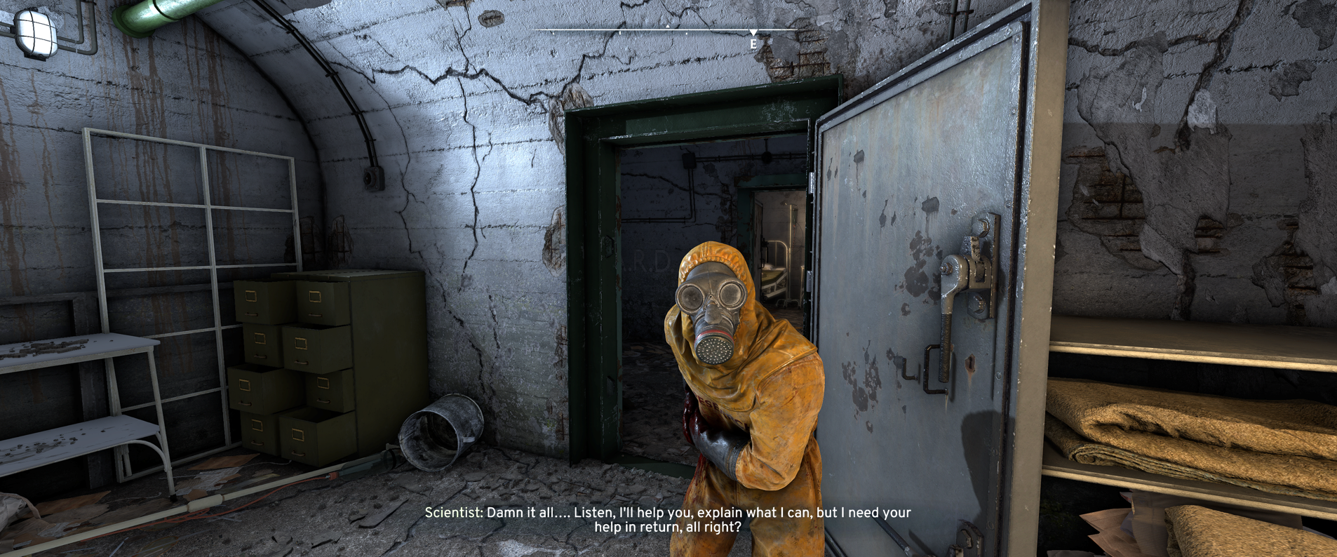 Atomfall scientist in hazmat suit in a bunker