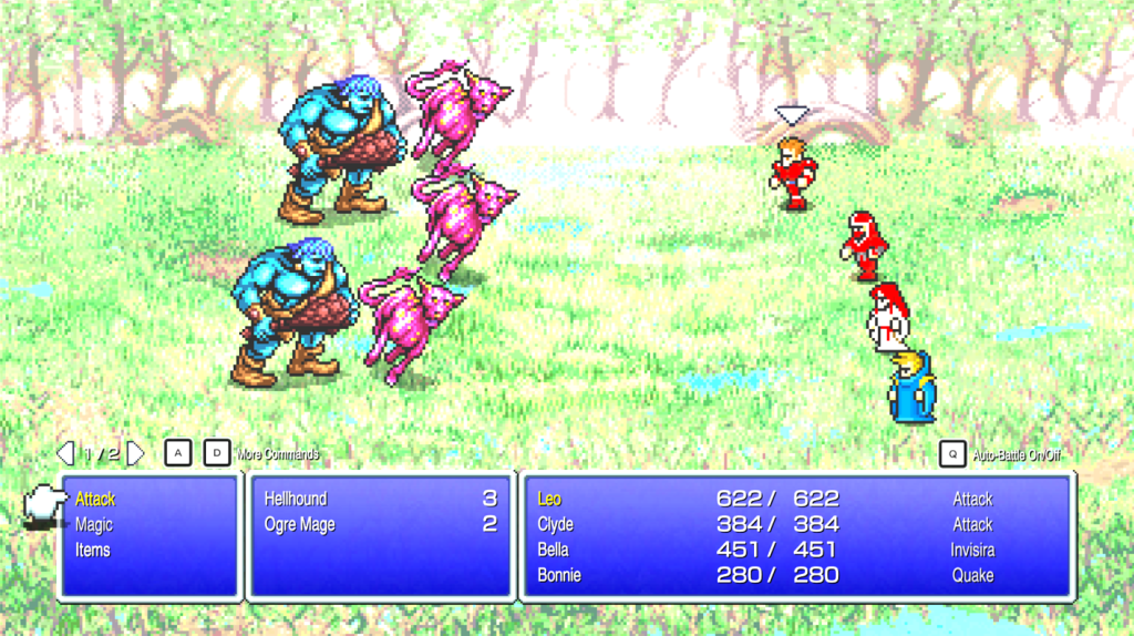 Final Fantasy 1 battling Hellhounds and Ogres